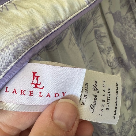 Lake Lady Reversable Midi Skirt Belted‎ Peacocks White and Purple Size XXL NWT - Picture 4 of 5